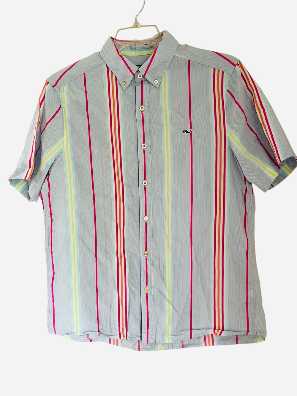 Vineyard Vines Shep Shirt Men’s M Blue Multi Colored Stripe Short Sleeve Coastal